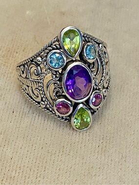Sterling Silver Samuel B. Multi Gemstone Ring Size 10